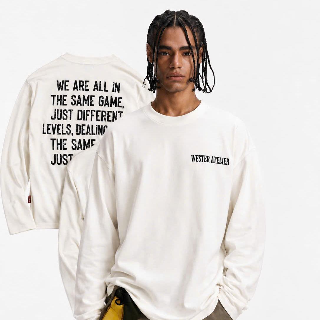WESTER.ATELIER - Áo Thun Tay Dài Oversize Unisex Tự Nhiên Vintage Streetwear - BX14
