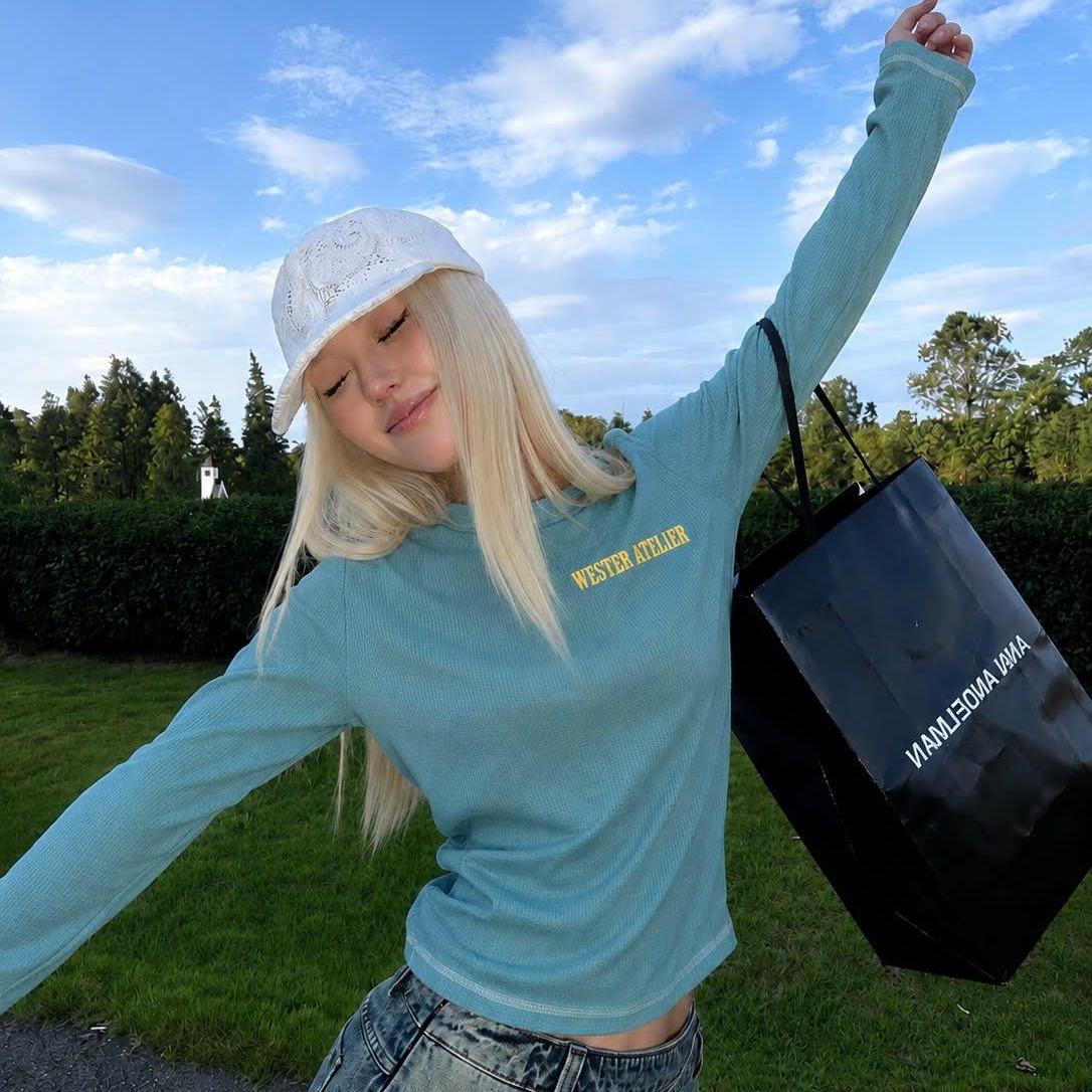 WESTER.ATELIER - Áo Thun Tay Dài Boxy Unisex Waffle Dày Phối Màu Vintage Streetwear - BX19