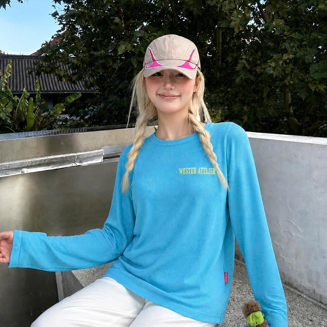 WESTER.ATELIER - Áo Thun Tay Dài Boxy Unisex Waffle Tổ Ông 220g Mỏng Mát Phối Màu Vintage Streetwear - BX18
