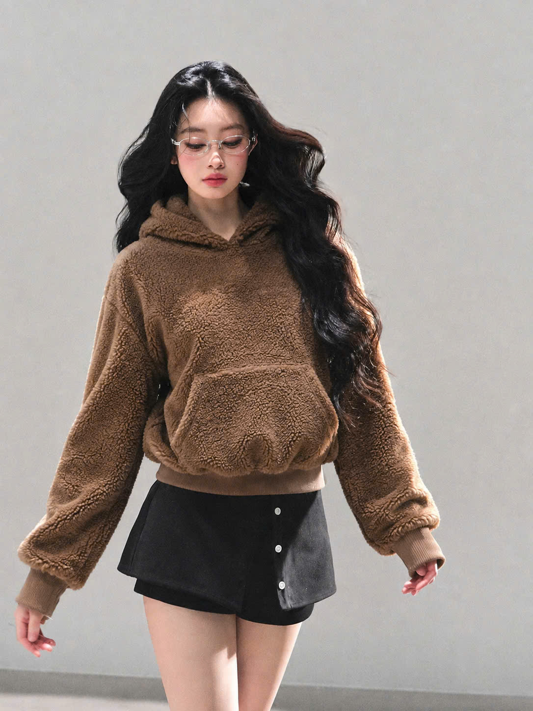 WESTER.ATELIER - Áo Hoodie Lông Cừu Nhân Tạo Unisex Có Mũ Form Rộng Thu Đông - LCU01
